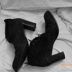 Awesome Black Chunky Heel Lace-up Ankle Boots